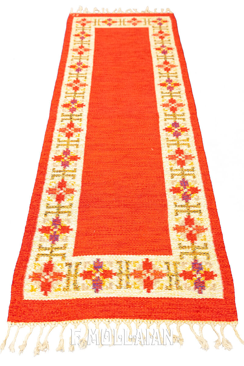 Scandinavian Rug Flat-weave Runner Red/Rust Color n°:360699